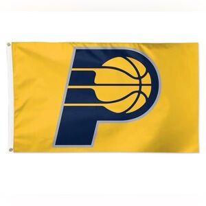 Indiana Pacers basketball flag yellow with blue logo